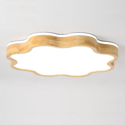 Nordic Flower Shape Wooden LED Flush Mount Ceiling Light