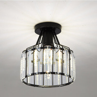 Modern Crystal Dome 1-Light Semi-Flush Mount Ceiling Light