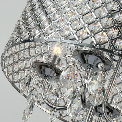 Modern Crystal Fishnet Shaped Round Shade 4-Light Chandelier