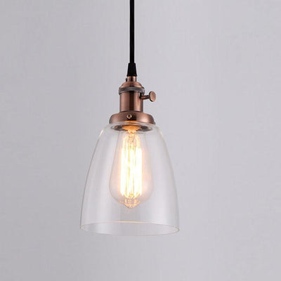 Suspension Luminaire à 1 Lumière avec Abat-Jour en Verre Rétro Industriel 