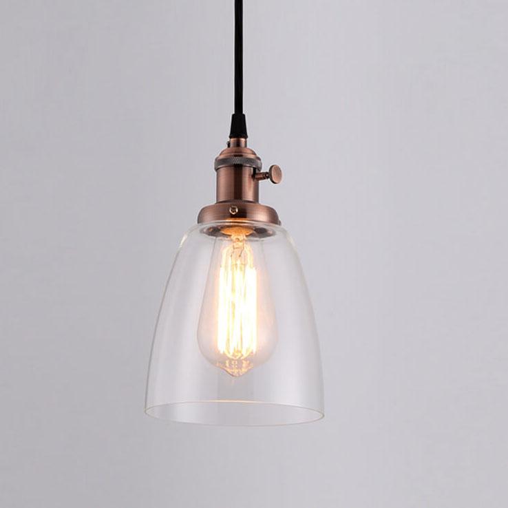 Suspension Luminaire à 1 Lumière avec Abat-Jour en Verre Rétro Industriel 