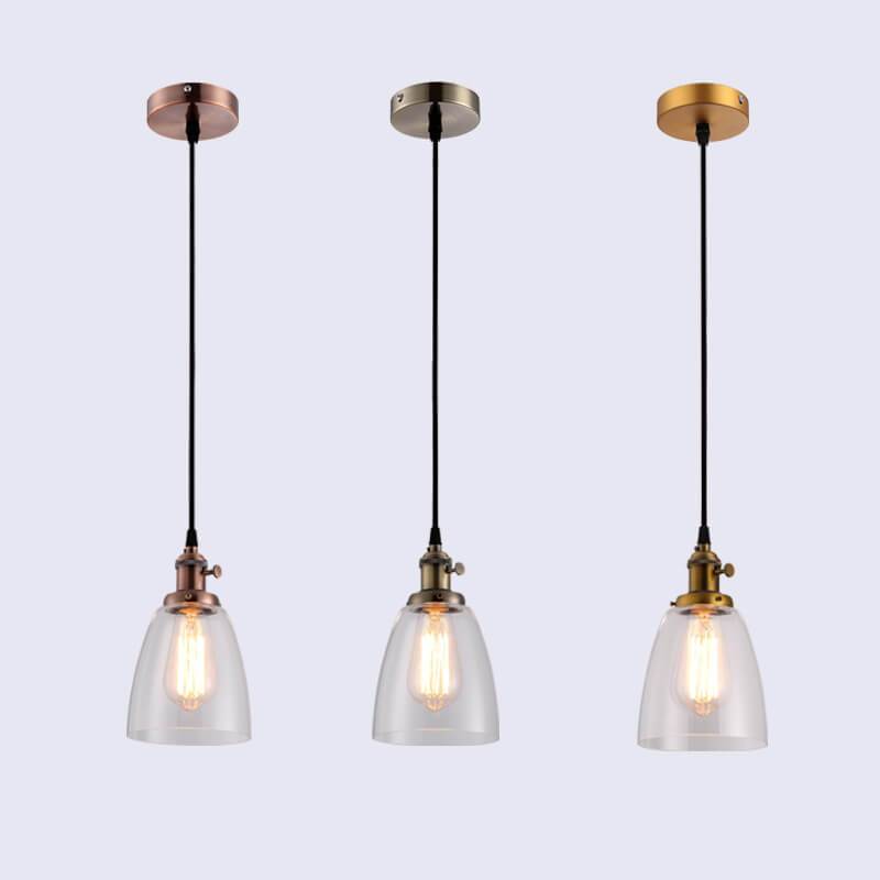 Suspension Luminaire à 1 Lumière avec Abat-Jour en Verre Rétro Industriel 