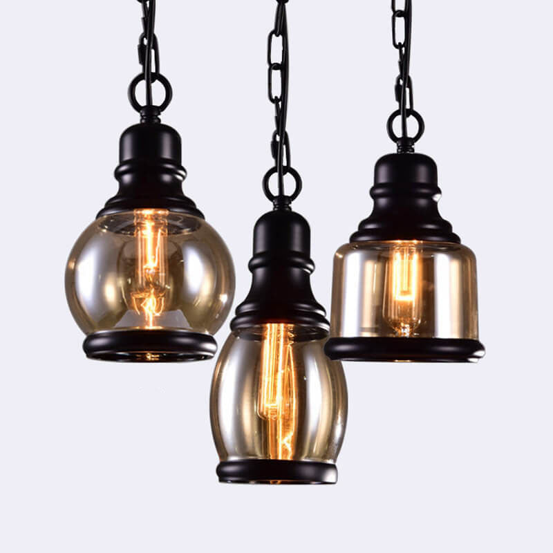 Dôme en verre cylindre rétro, suspension à 1 lumière 