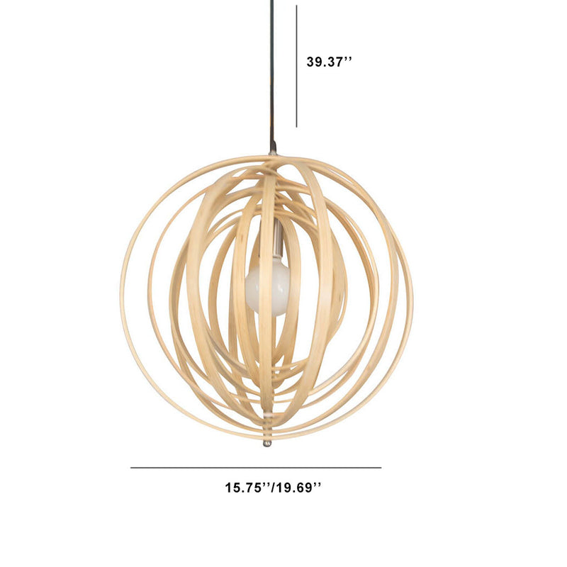Nordic Creative Revolving Ring  Wooden 1-Light Pendant Light