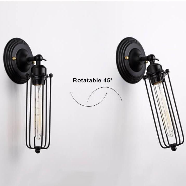 Industrial Retro Wrought Iron Cage Shade 1-Light Wall Sconce Lamps