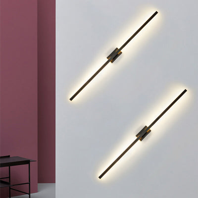 Nordic Minimalist Black Linear LED Mirror Front Light Wall Sconce Lamps