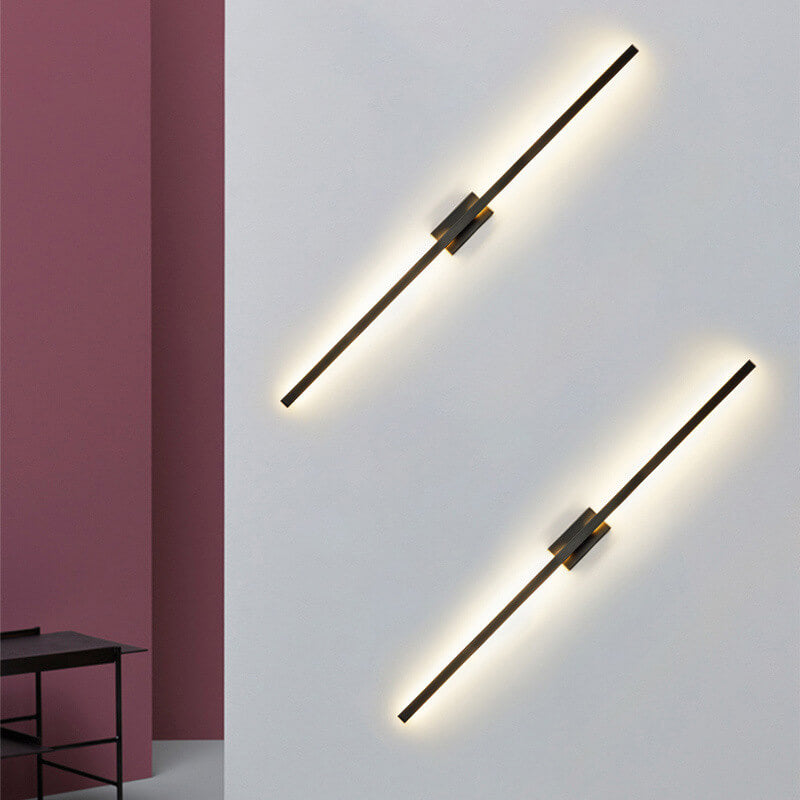 Nordic Minimalist Black Linear LED Mirror Front Light Wall Sconce Lamps