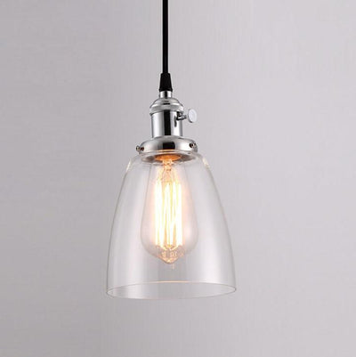 Suspension Luminaire à 1 Lumière avec Abat-Jour en Verre Rétro Industriel 