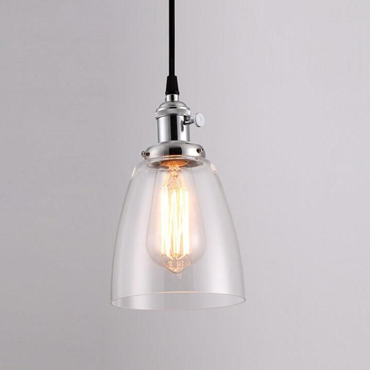 Suspension Luminaire à 1 Lumière avec Abat-Jour en Verre Rétro Industriel 