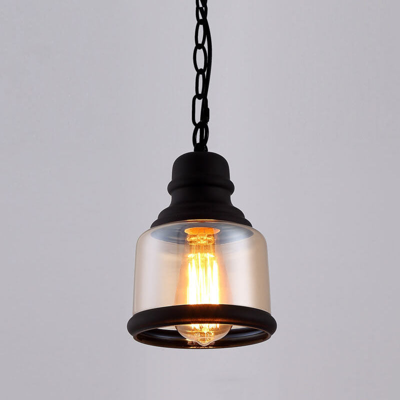 Dôme en verre cylindre rétro, suspension à 1 lumière 