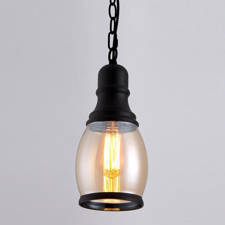 Dôme en verre cylindre rétro, suspension à 1 lumière 