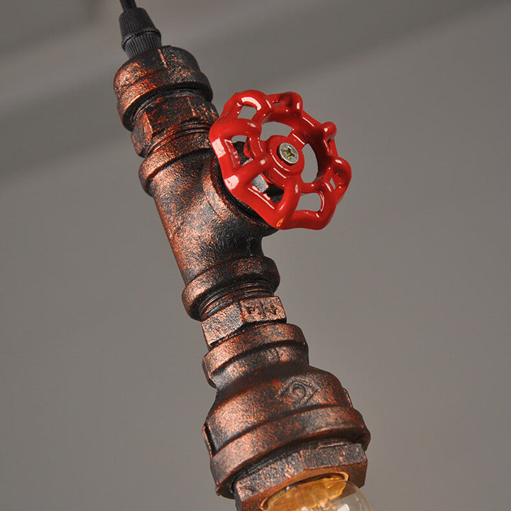 Lámpara colgante de 1 luz con tubería de agua industrial retro de metal envejecido 