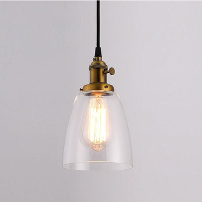 Suspension Luminaire à 1 Lumière avec Abat-Jour en Verre Rétro Industriel 