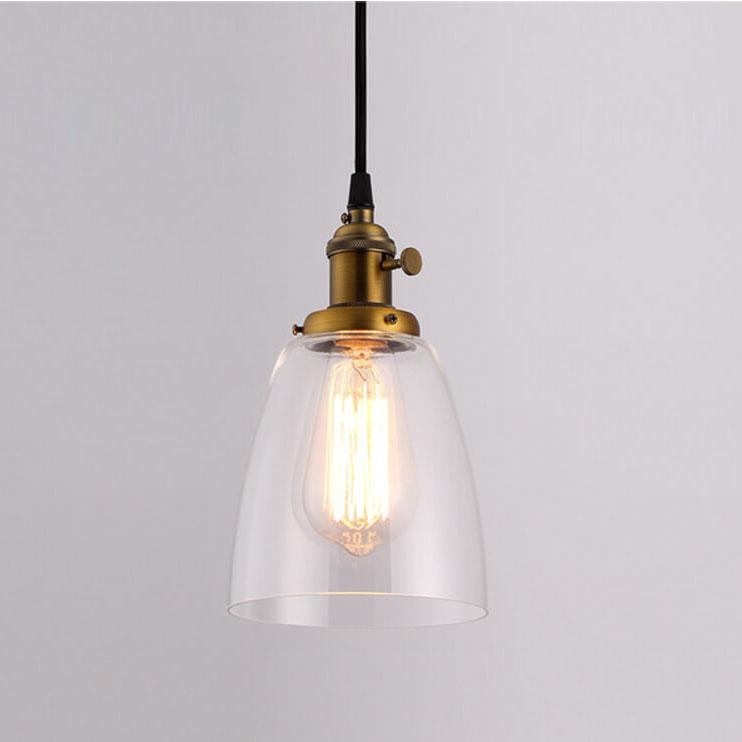 Suspension Luminaire à 1 Lumière avec Abat-Jour en Verre Rétro Industriel 