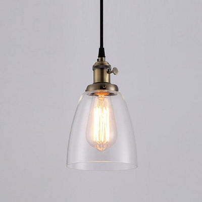 Suspension Luminaire à 1 Lumière avec Abat-Jour en Verre Rétro Industriel 
