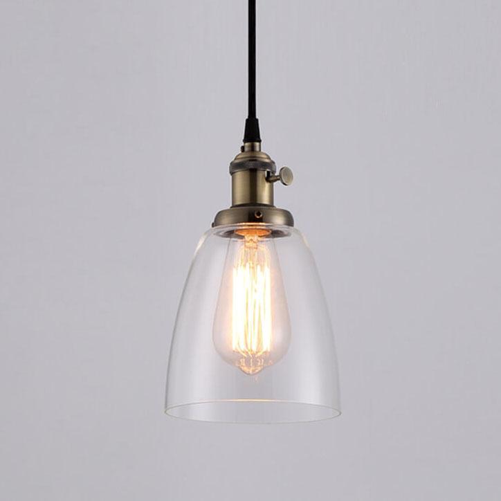 Suspension Luminaire à 1 Lumière avec Abat-Jour en Verre Rétro Industriel 