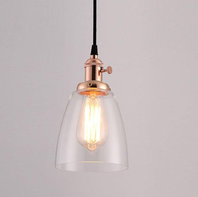 Suspension Luminaire à 1 Lumière avec Abat-Jour en Verre Rétro Industriel 