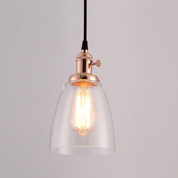 Suspension Luminaire à 1 Lumière avec Abat-Jour en Verre Rétro Industriel 