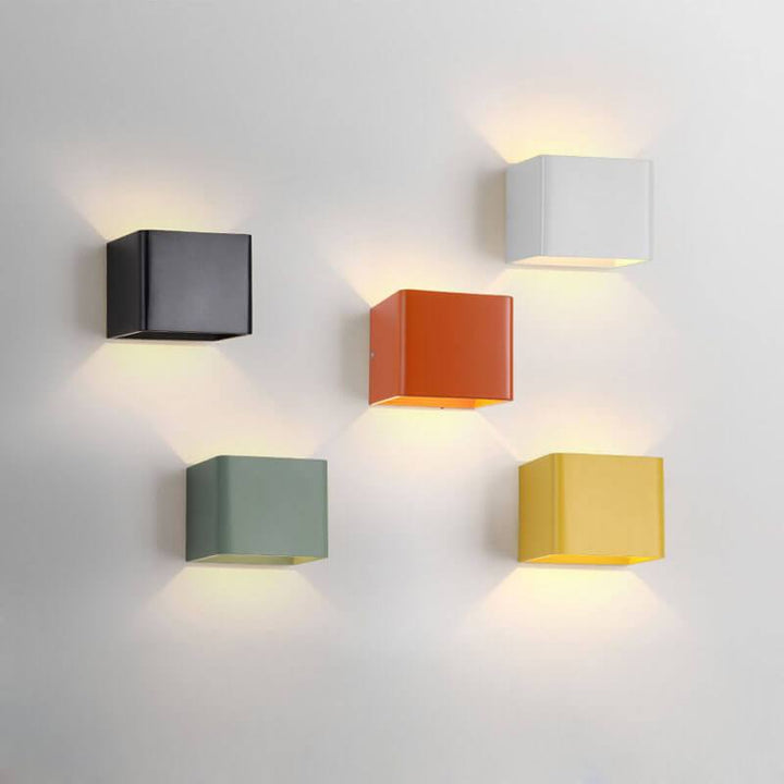 Lámparas de aplique de pared mini LED cuadradas de aluminio multicolor moderno 