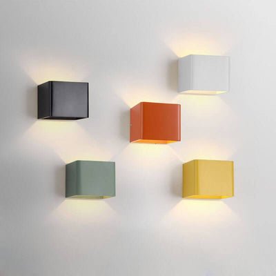 Modern Multicolor Aluminum Square LED Mini Wall Sconce Lamps