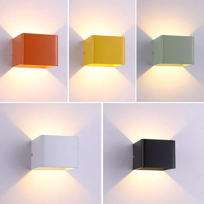 Modern Multicolor Aluminum Square LED Mini Wall Sconce Lamps