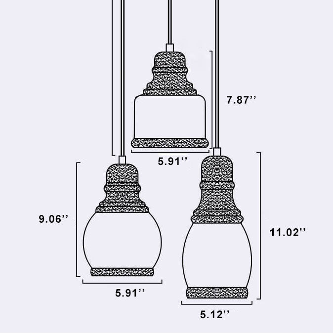 Dôme en verre cylindre rétro, suspension à 1 lumière 