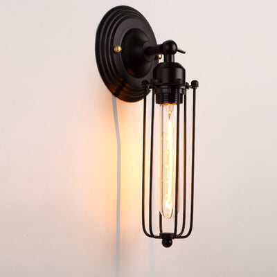 Industrial Retro Wrought Iron Cage Shade 1-Light Wall Sconce Lamps