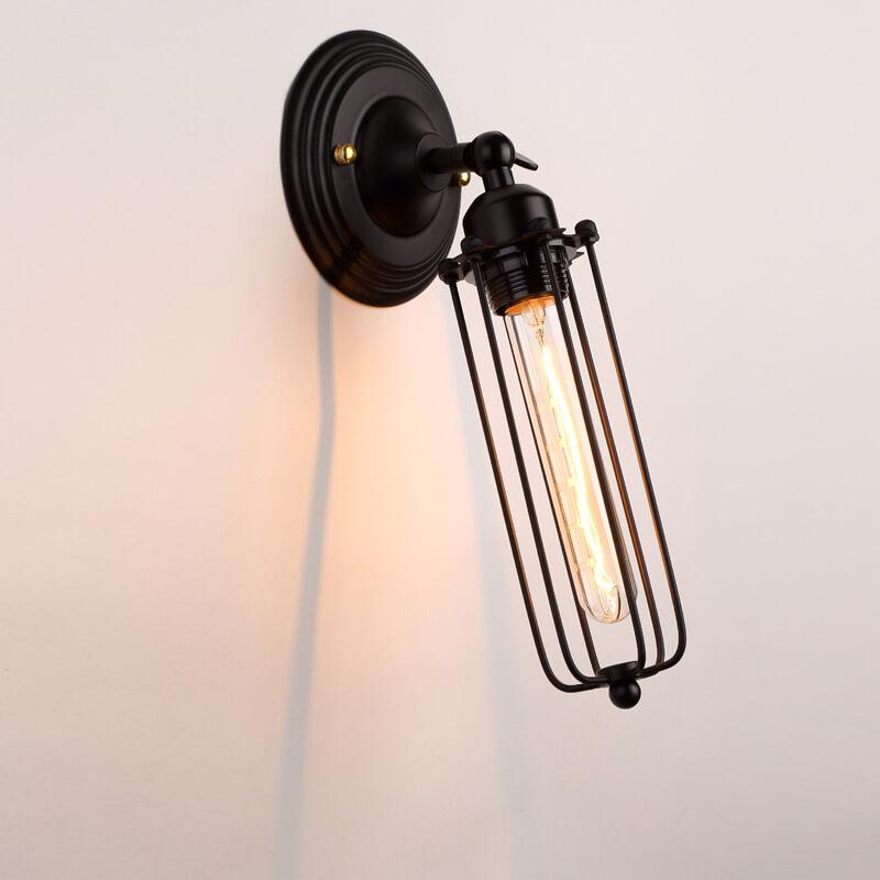 Industrial Retro Wrought Iron Cage Shade 1-Light Wall Sconce Lamps