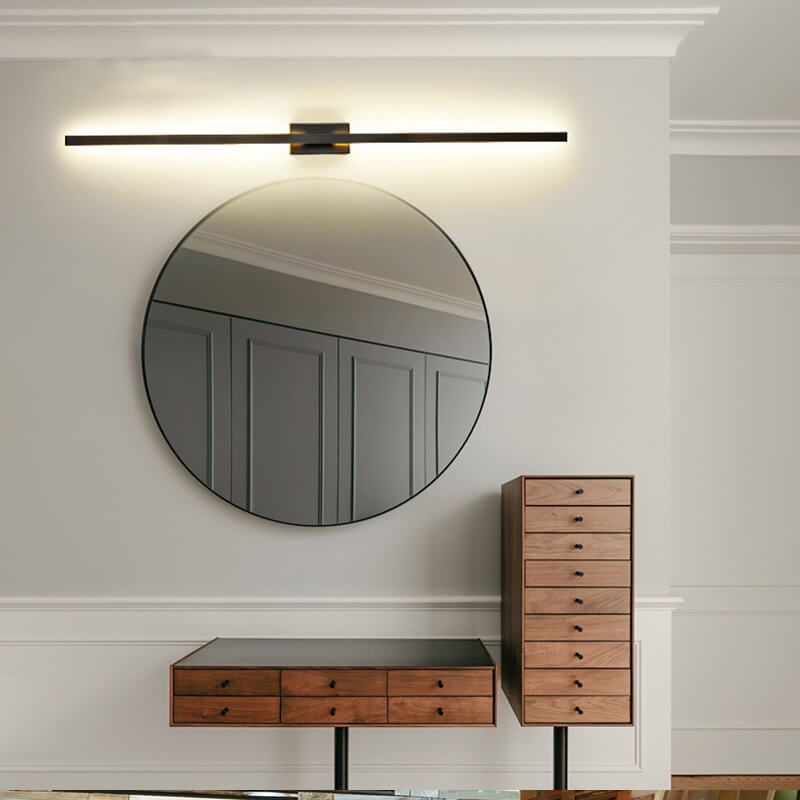Nordic Minimalist Black Linear LED Mirror Front Light Wall Sconce Lamps
