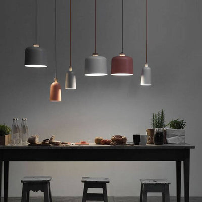 Modern Macaron Cylinder Aluminum 1-Light Pendant Light