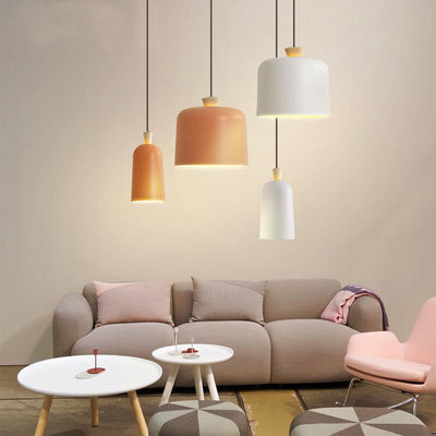 Modern Macaron Cylinder Aluminum 1-Light Pendant Light