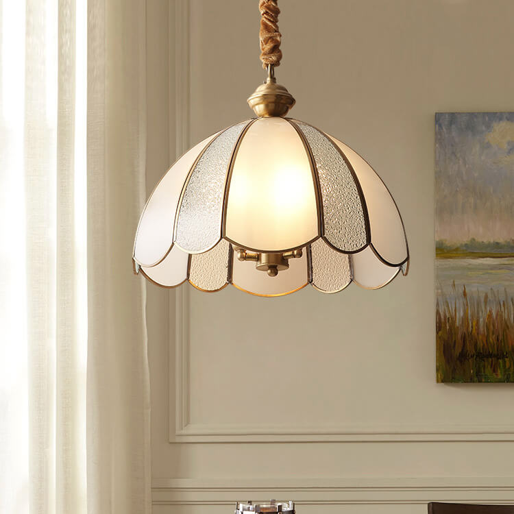 Modern Frosted Glass 1/3 Light Scalloped Pendant Light