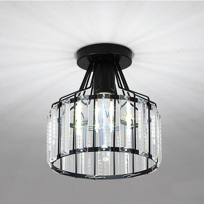 Modern Crystal Dome 1-Light Semi-Flush Mount Ceiling Light