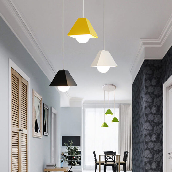 Einfachheit Macaron-Stil Trapez Metall 1-Licht Mini Pendelleuchte 