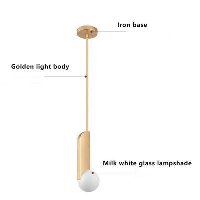 Simple Gold Metal Patchwork Glass Globe 1-Light LED Pendant Light