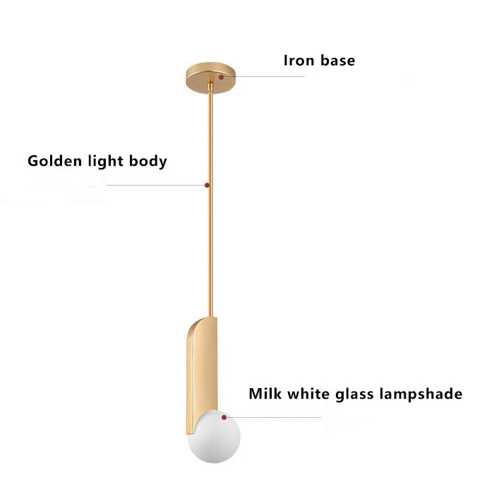 Einfache Goldmetall-Patchwork-Glaskugel-1-Licht-LED-Pendelleuchte 