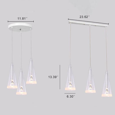 Minimalist Clear Glass Cone Shade 1/3 Light Pendant Light