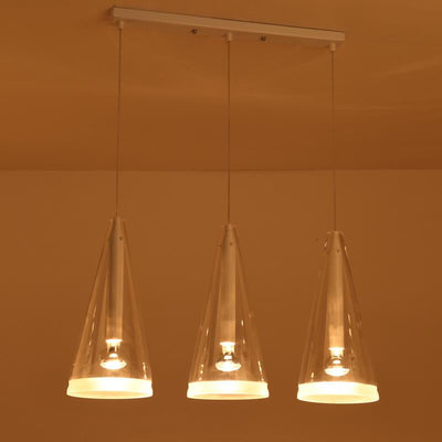 Minimalist Clear Glass Cone Shade 1/3 Light Pendant Light