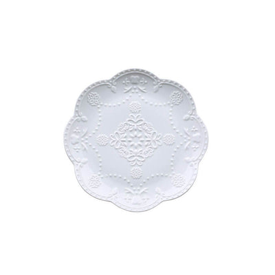 Creative European-style Relief Butterfly White Porcelain Dinner Plate