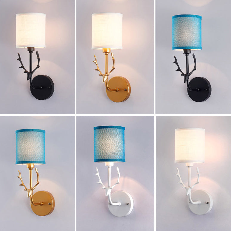 Conception de tête de cerf créative en tissu industriel 1-lumière applique murale 