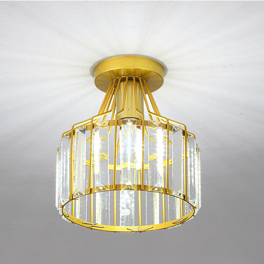 Modern Crystal Dome 1-Light Semi-Flush Mount Ceiling Light