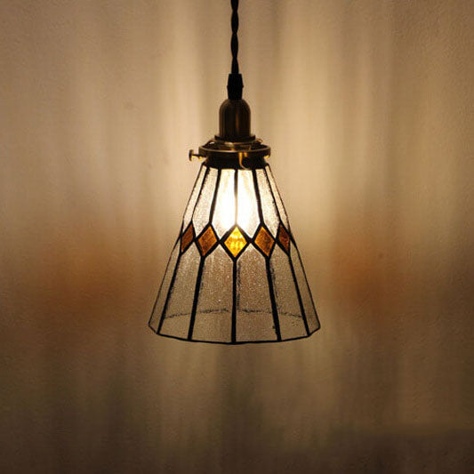 Vintage Tiffany Glas Kegel 1-Licht Pendelleuchte 