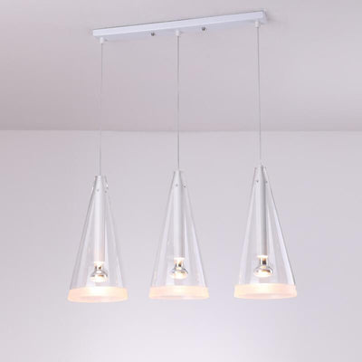 Minimalist Clear Glass Cone Shade 1/3 Light Pendant Light