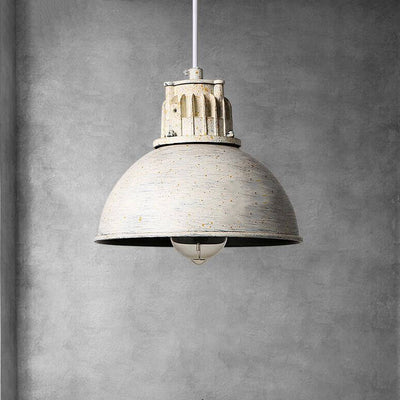 Vintage Industrial Wrought Iron Pot Lid Dome 1-Light Pendant Light