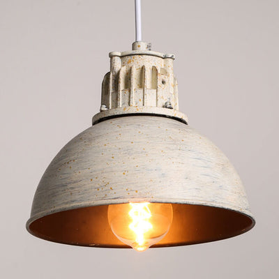 Vintage Industrial Wrought Iron Pot Lid Dome 1-Light Pendant Light