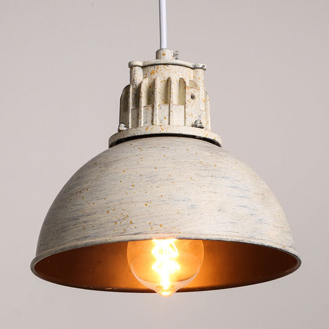 Vintage Industrial Wrought Iron Pot Lid Dome 1-Light Pendant Light