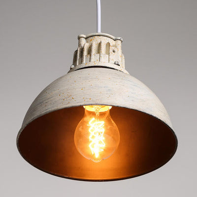 Vintage Industrial Wrought Iron Pot Lid Dome 1-Light Pendant Light