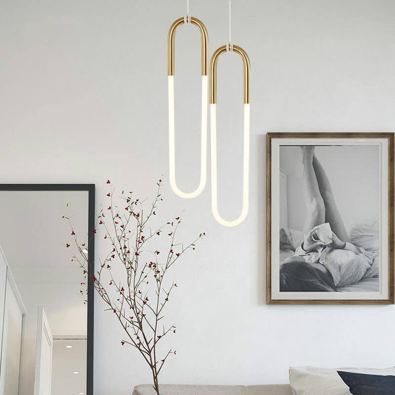 Modern Round Tube Glass Paperclip 1-Light Pendant Light