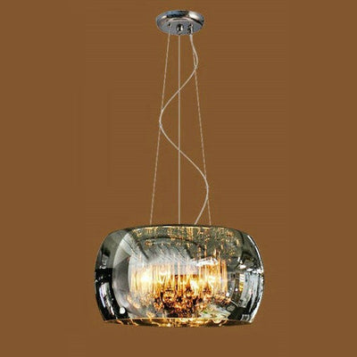 Modern Glass Shade Crystal Hanging 6-Light Chandelier