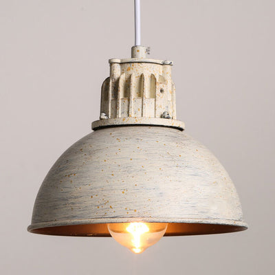 Vintage Industrial Wrought Iron Pot Lid Dome 1-Light Pendant Light